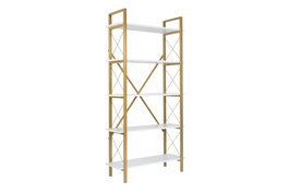 Nordure Estantería Blanco y Dorado 90x180x33.5 cm